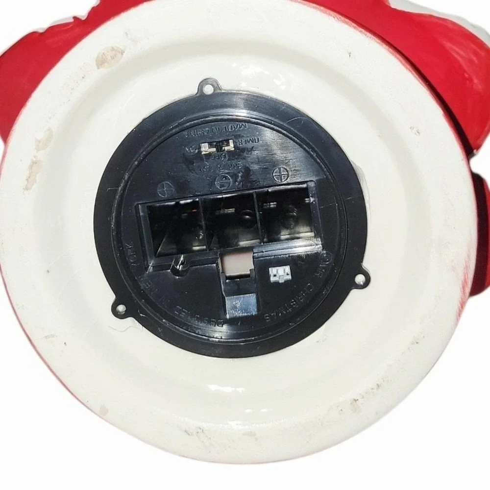 Red White Ceramic Light Up Christmas Tree Clear Star Topper Battery Timer Model